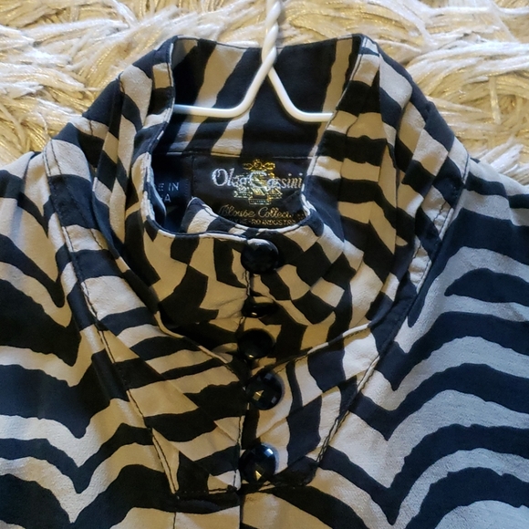 SOLD Oleg Cassini zebra print blouse - Picture 2 of 7